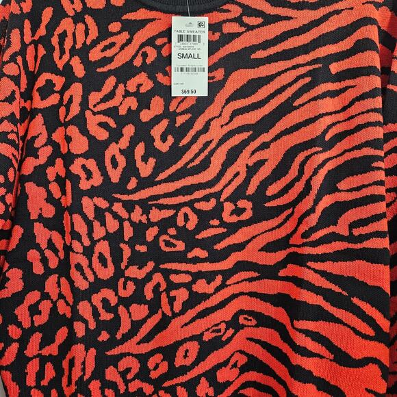 Bar lll Women's Zebra Leopard Animal Print Jacquard Mob-Wife Sweater Size Small - Picture 7 of 8